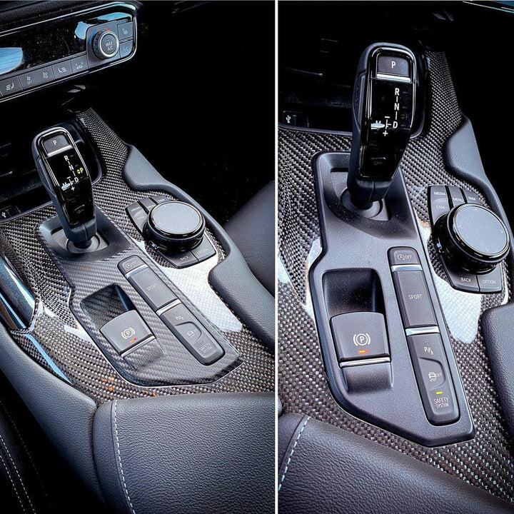 3D Carbon Shifter Trim Panel Overlay - 2020+ Supra