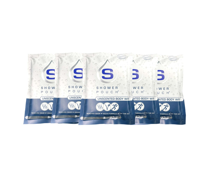 5-pack Shower Pouch XL (2' x 1') Body Wipes