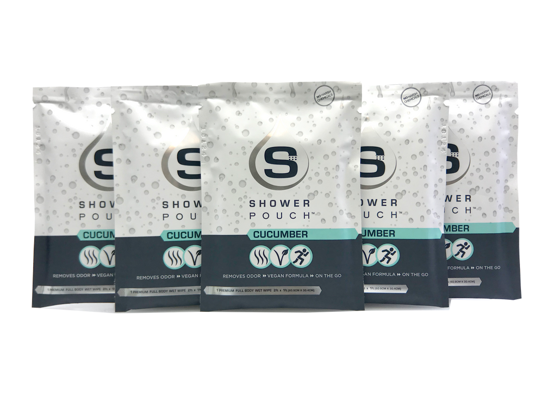 10-pack Shower Pouch XL (2' x 1') Body Wipes