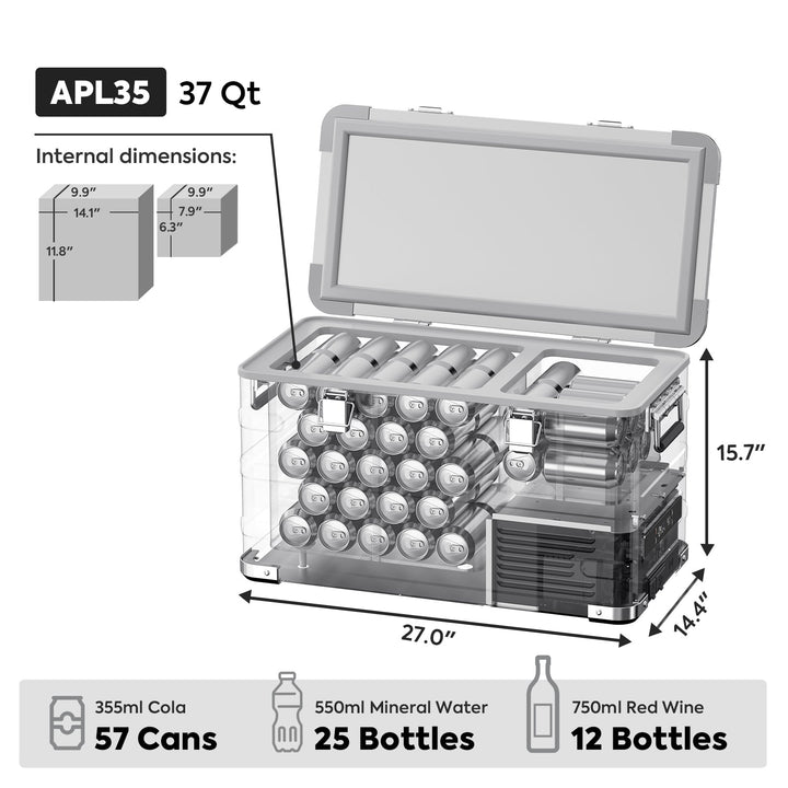 APL35 Dual Zone Aluminum Fridge refrigerator| ICECO | 35 LT