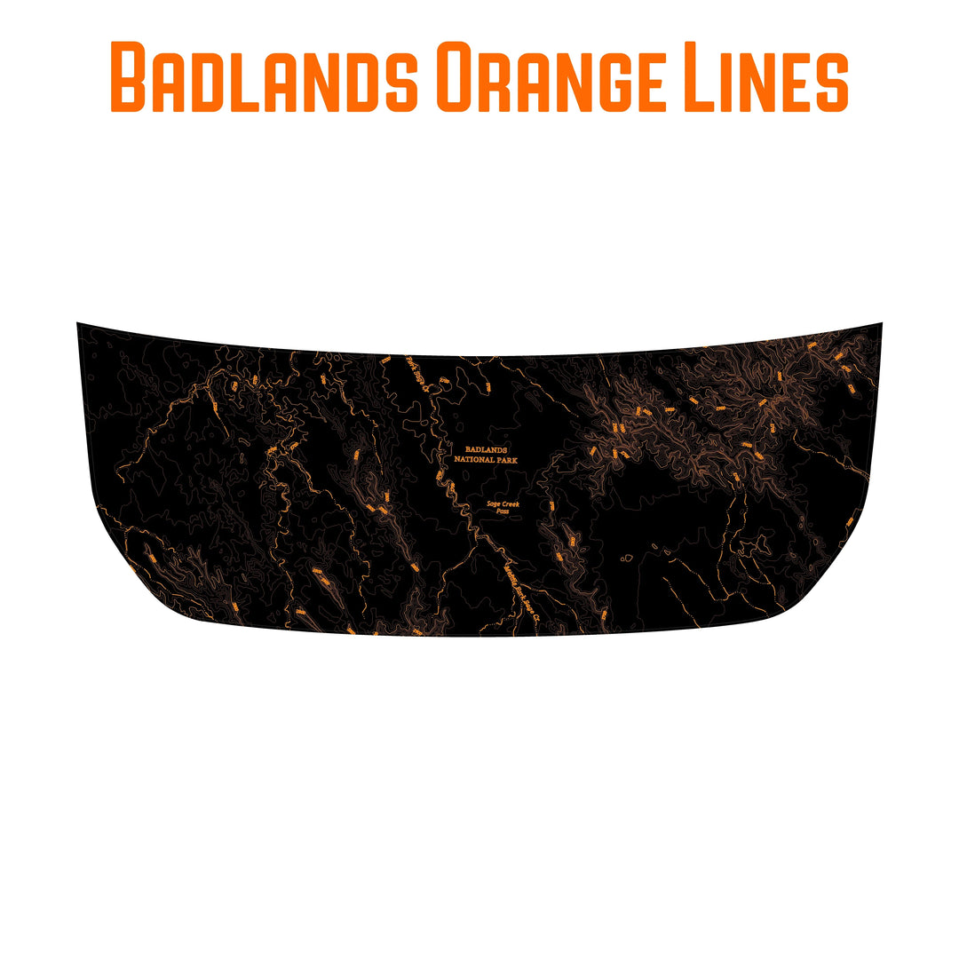 Stealth Black Badlands Topographic Map Hood Overlay (Printed Series) - 2021+ Bronco