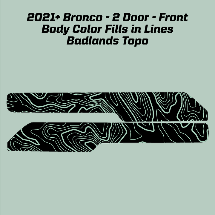 Topo Front Interior Upper Door Card Insert Overlays (Printed Series) - 2021+ Bronco 2 Door