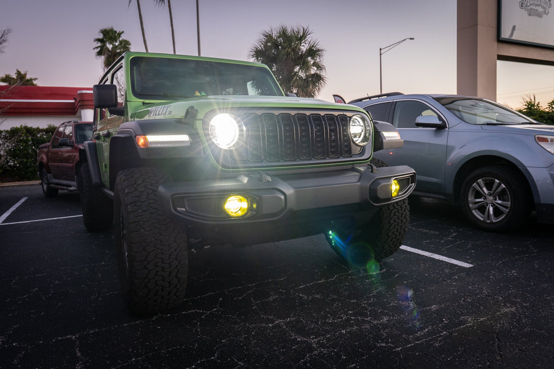 Acrylic Fog Light Lenses (Yellow / Amber) - 2024+ Wrangler JL / Gladiator JT (Plastic Bumper)