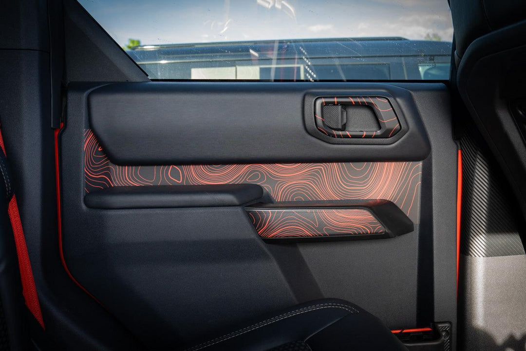 Topo Interior Rear Door Grab Handle Overlay Kit (Printed Series) - 2021+ Bronco 4 Door