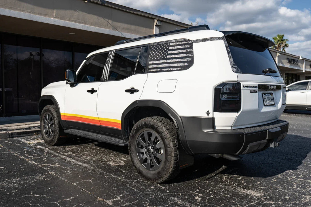 American Flag Rear Window Overlays V2 (Perforated) - 2024+ Land Cruiser