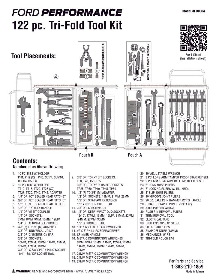 122pc Ford Performance Tri-Fold Tool Kit