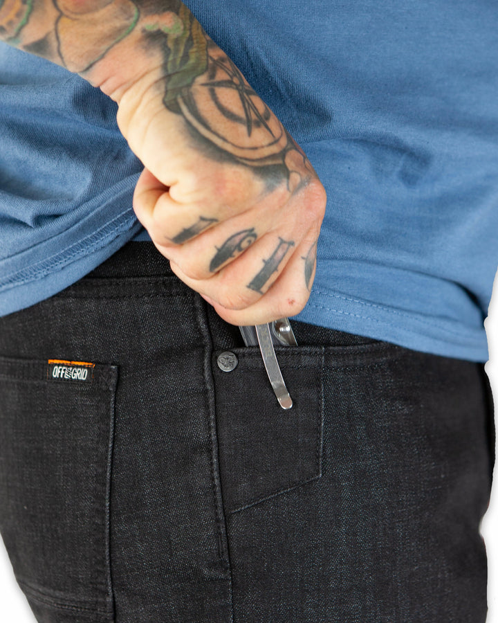 Hideout Denim Taper Fit Pants - Black