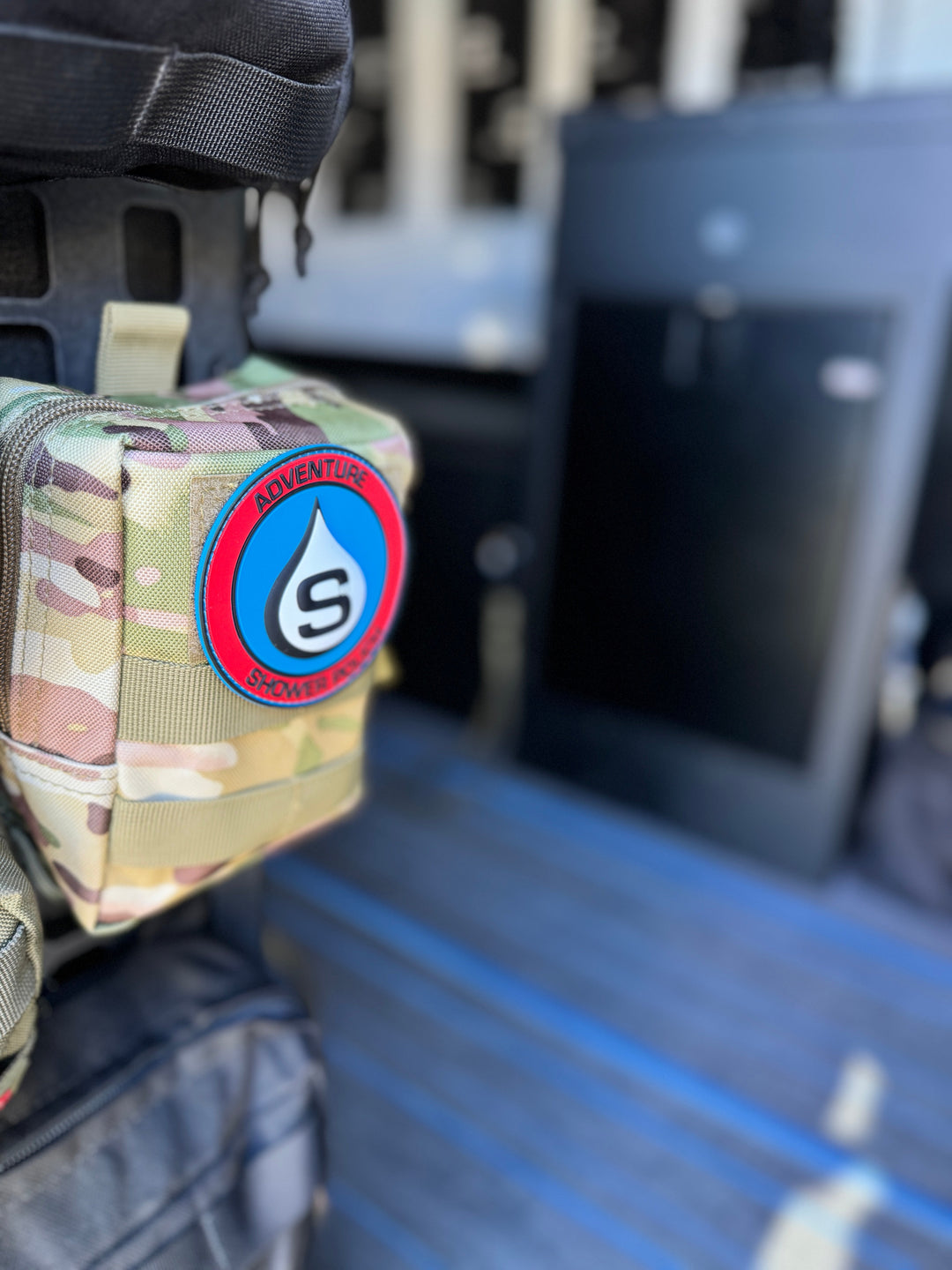 Tactical Molle Zipper Bag + Adventure Sampler Kit: 4 Shower Pouches, 1 Hand Sanitizer (80%), and 1 Deodorant