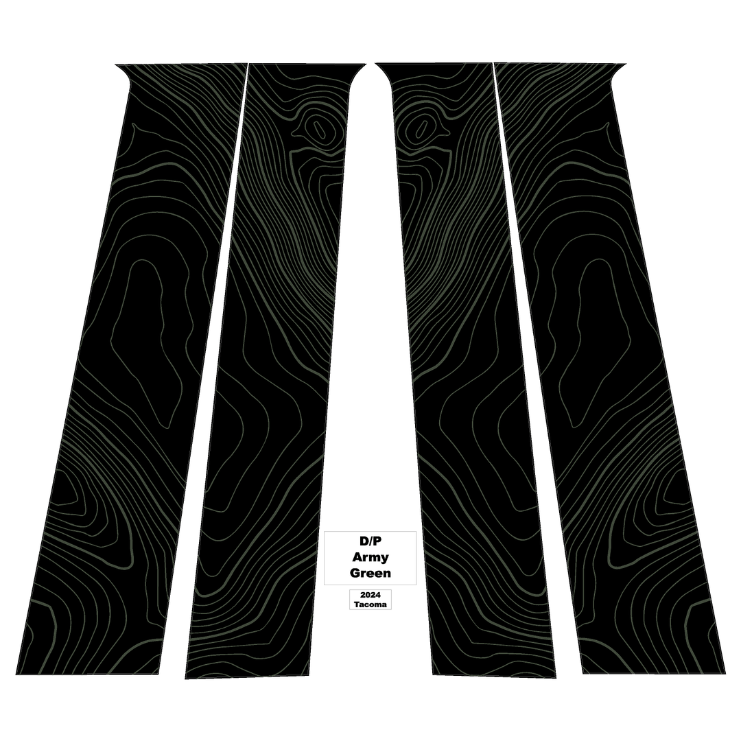 Topographic B Pillar Overlays - 2024+ Tacoma Double Cab / 2025+ 4Runner