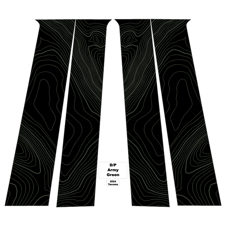 Topographic B Pillar Overlays - 2024+ Tacoma Double Cab / 2025+ 4Runner