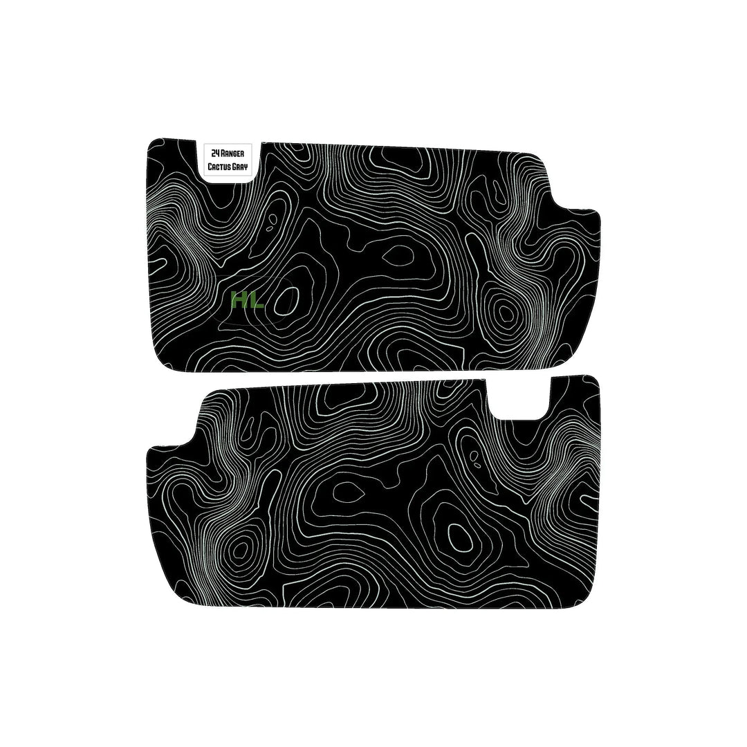 Topographic Interior Sun Visor Overlays - 2024+ Ranger Raptor (with Homelink)