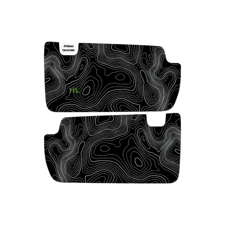 Topographic Interior Sun Visor Overlays - 2024+ Ranger Raptor (with Homelink)