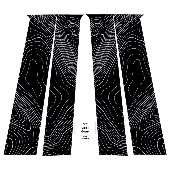 Topographic B Pillar Overlays - 2024+ Tacoma Double Cab / 2025+ 4Runner