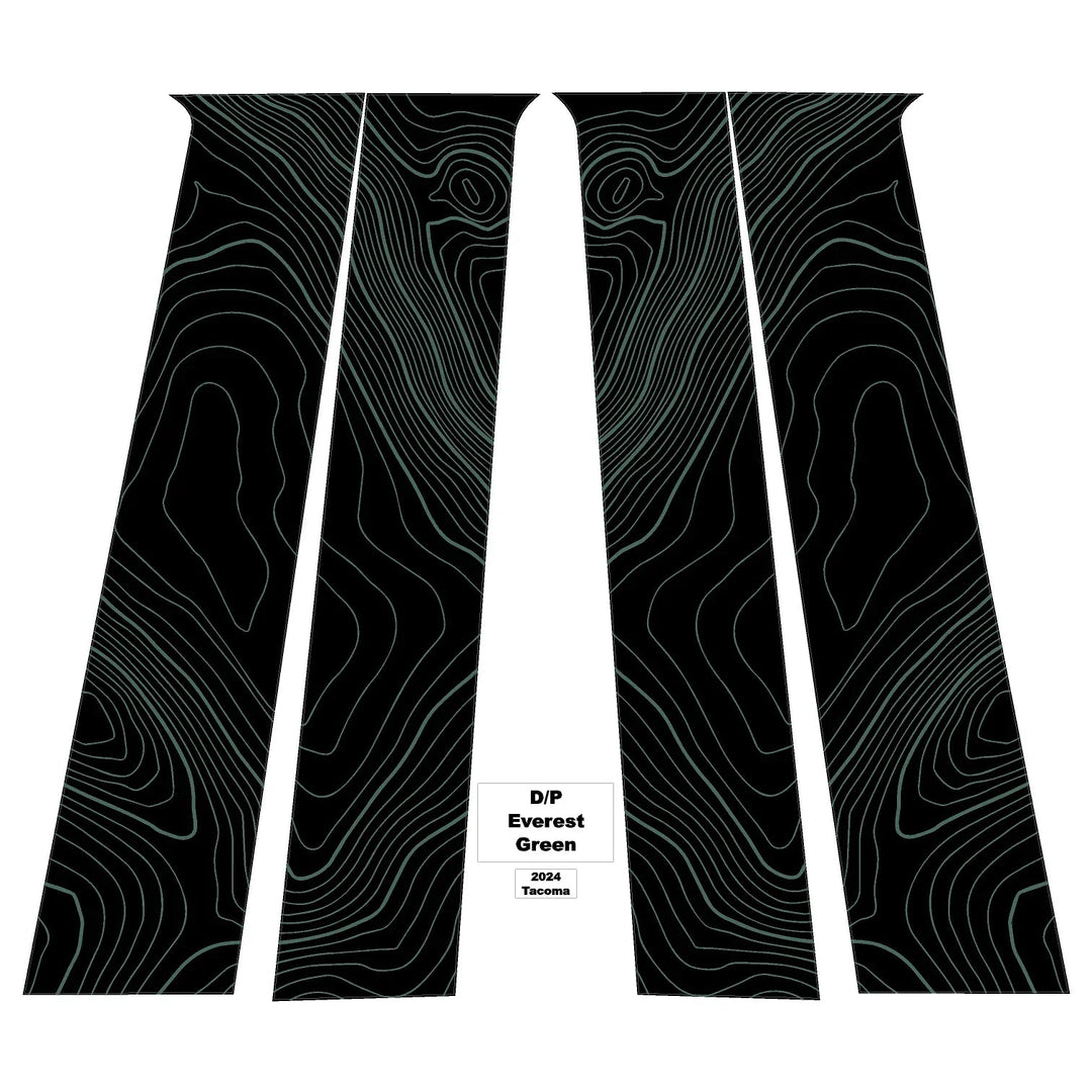 Topographic B Pillar Overlays - 2024+ Tacoma Double Cab / 2025+ 4Runner