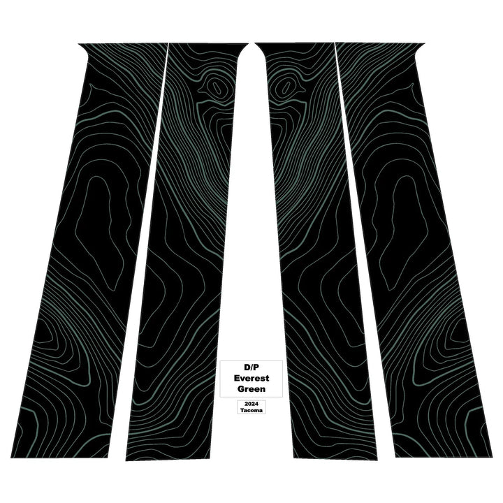 Topographic B Pillar Overlays - 2024+ Tacoma Double Cab / 2025+ 4Runner