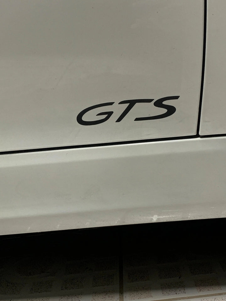 "GTS" Door Vinyl Logo Emblems for Porsche Vehicles (Boxter, Cayman, 911, Macan, Cayenne, Panamera)