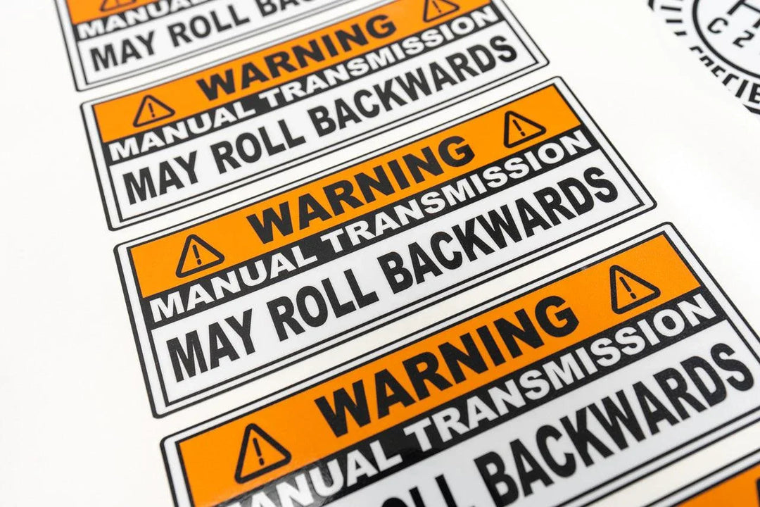 Manual Transmission May Roll Back Warning Sticker 6.5"  - Universal