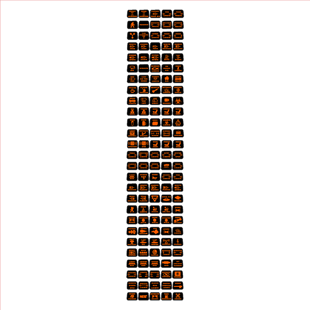 Printed Series Auxiliary Switch Labels (Upfitter) - 2021+ Bronco / F-150 Tremor / F-150 Raptor / Ranger Tremor / 2023+ Super Duty / 25+ Bronco Sport