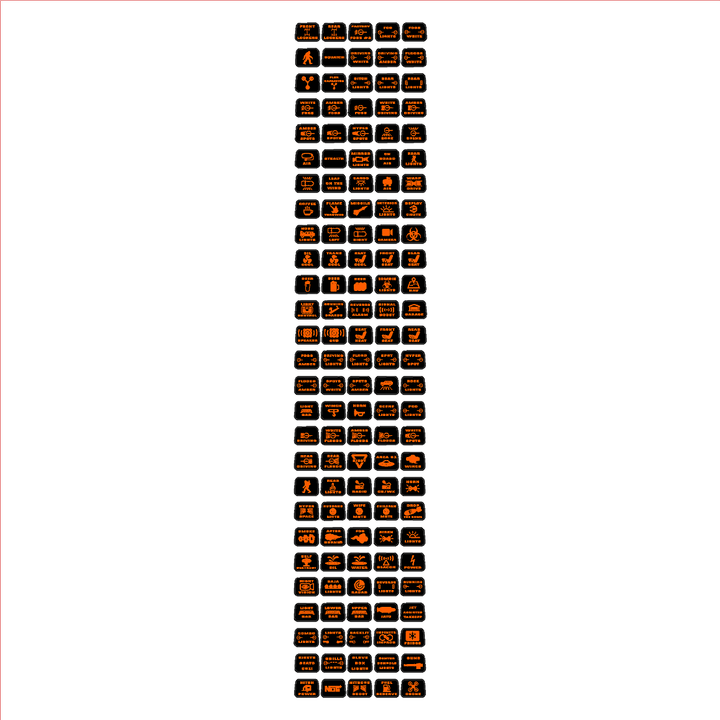 Printed Series Auxiliary Switch Labels (Upfitter) - 2021+ Bronco / F-150 Tremor / F-150 Raptor / Ranger Tremor / 2023+ Super Duty / 25+ Bronco Sport