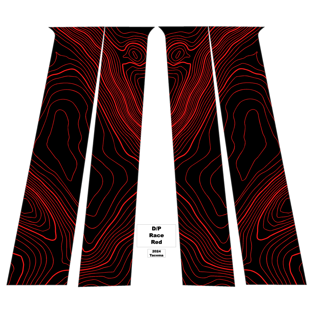 Topographic B Pillar Overlays - 2024+ Tacoma Double Cab / 2025+ 4Runner