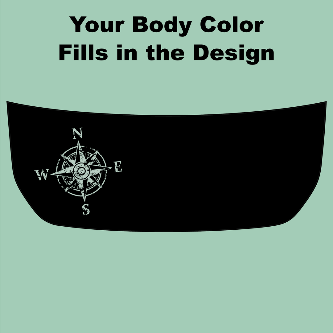 Stealth Black Compass Rose Hood Overlay (Printed Series) - 2021+ Bronco
