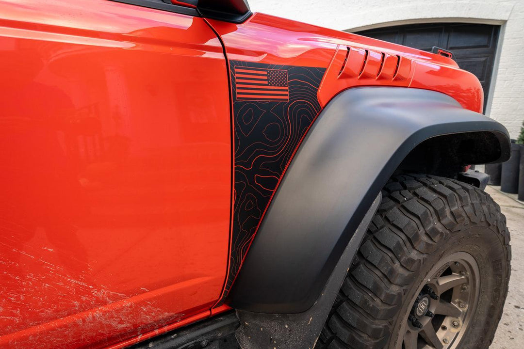 Topo American Flag Fender Overlays (Clear) - 2022+ Bronco Raptor