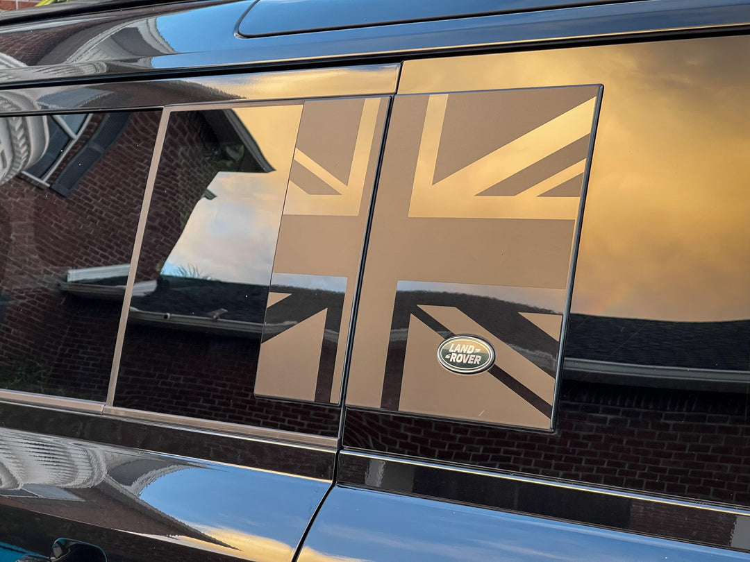 Union Jack Side Window Panel Overlay (Matte Black) - 2020+ Land Rover Defender 110 / 130