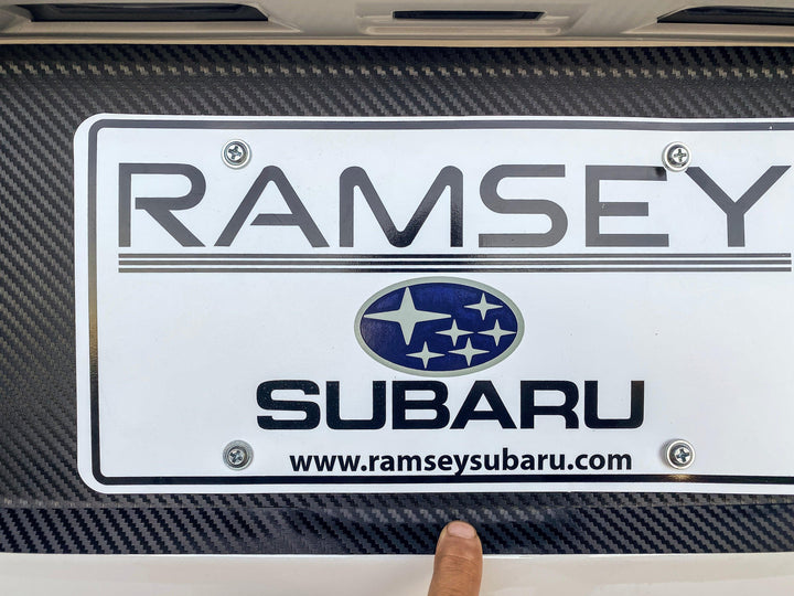 V1 3D Carbon License Plate Panel Black Out Overlays - 2015-2020 Subaru WRX / STI