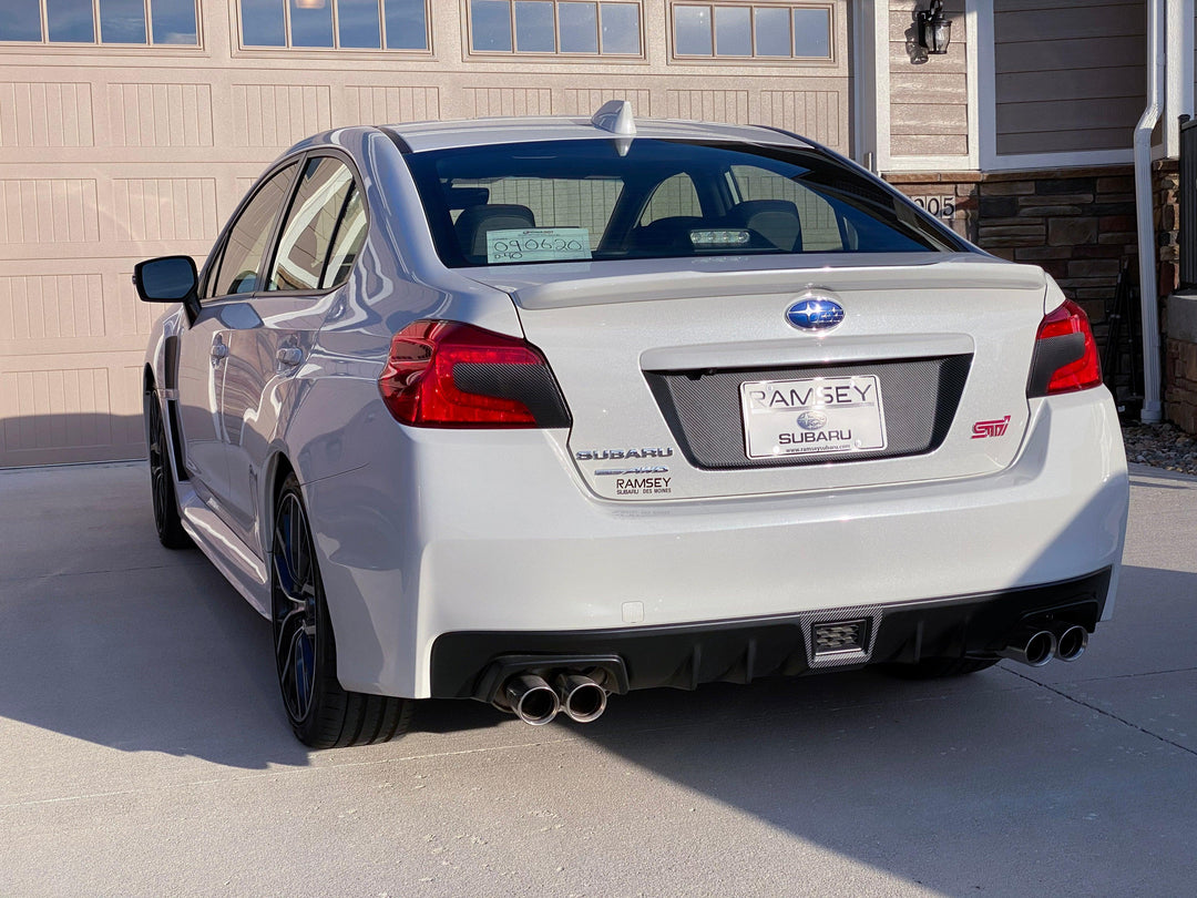 V1 3D Carbon License Plate Panel Black Out Overlays - 2015-2020 Subaru WRX / STI