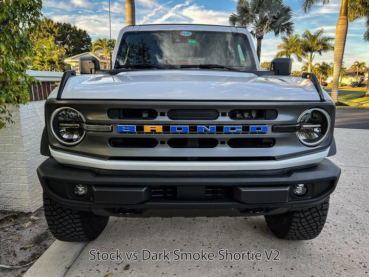 V2 Smoked Shortie Style Light Bar Overlays - 2021+ Bronco (Standard Headlights)